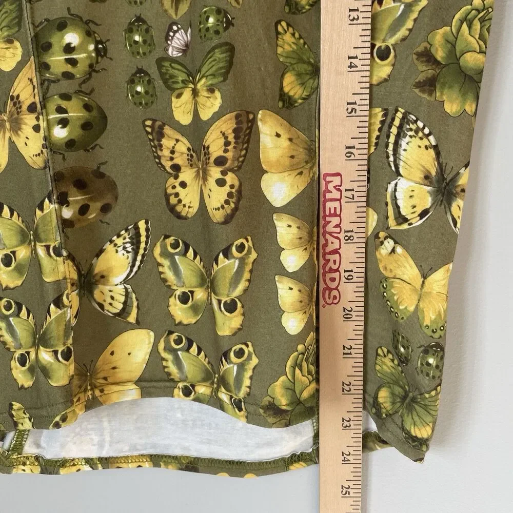 Koulius Zaard Vtg. Cycling Jersey Top Butterfly Print Green USA Made Size Medium
